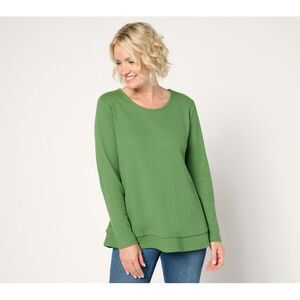 Denim & Co. Women's Top Sz XL Essentials Waffle Knit Scoop Neck Green A627198